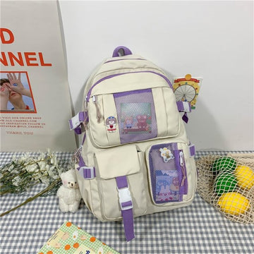 2022  Women Large Capacity Travel Backpack Female Multi-pocket College Waterproof School Bags Transparent Pocket Laptop Backpacks